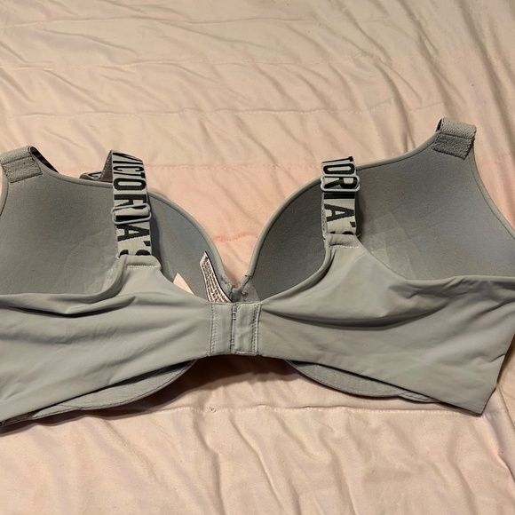 Victoria's Secret T-Shirt Push Full Coverage Blue/Gray Logo Wide Strap 38DD Bra - Picture 2 of 5